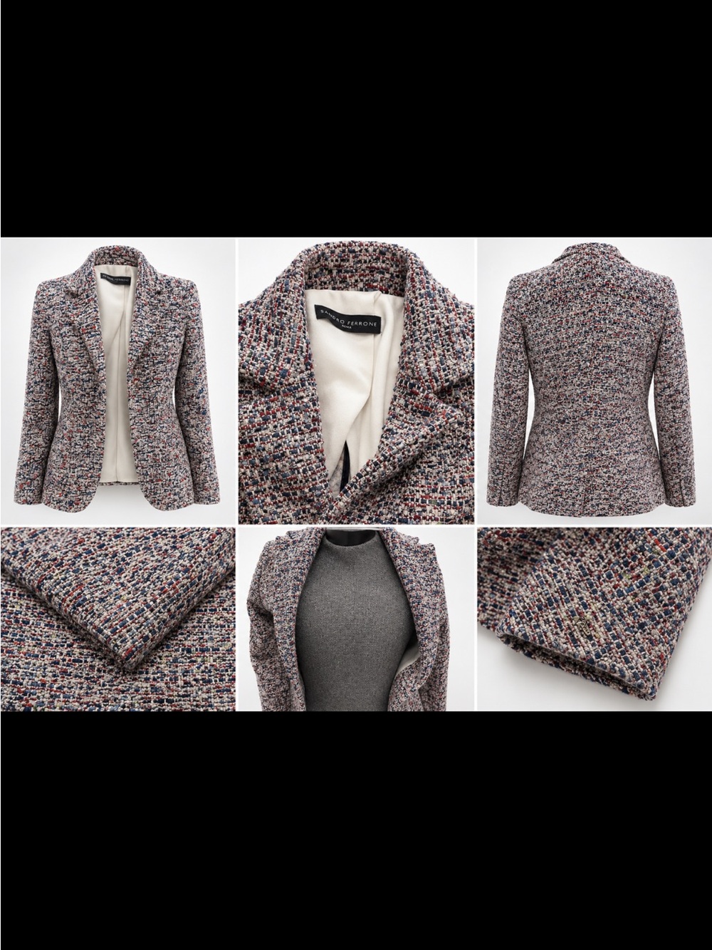 Petite Multicolor Tweed Blazer Jacket